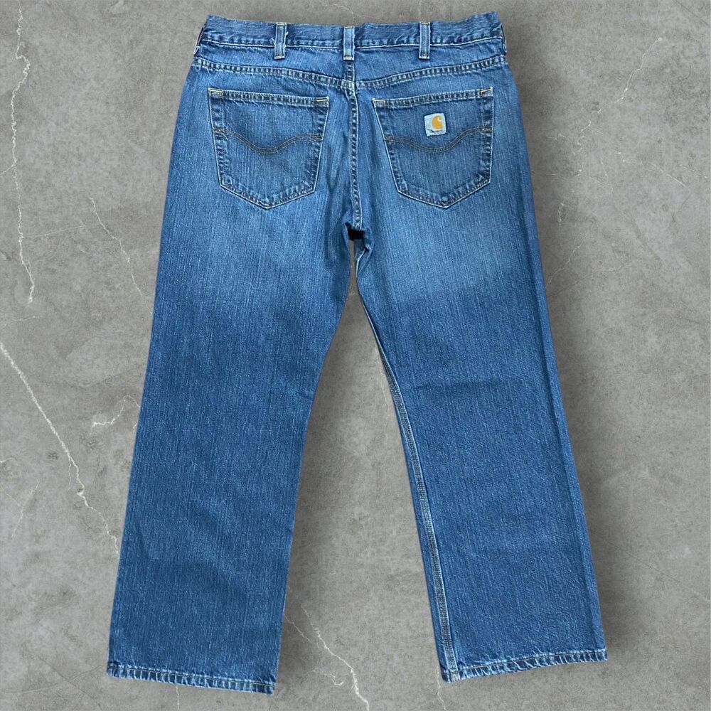 Carhartt Loose Straight Leg Denim Dark Blue Jeans Cotton Men's Size 36W x 30L
